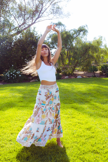 Marni Maxi Skirt - Turq Yellow Floral